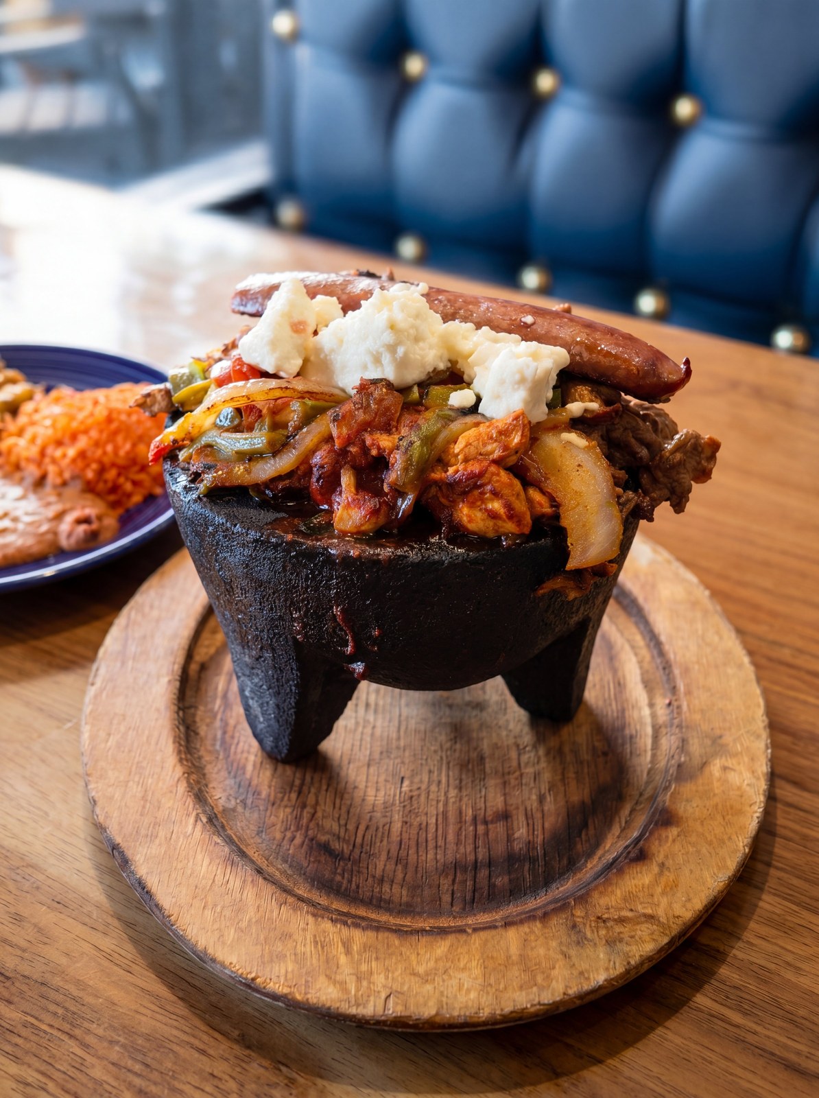 Molcajete at Frida's — the signature volcanic stone bowl